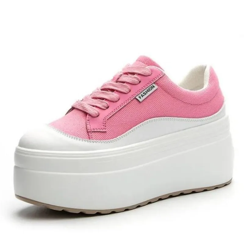 Wedge Espadrille Women - 8cm nova lona de couro genuíno