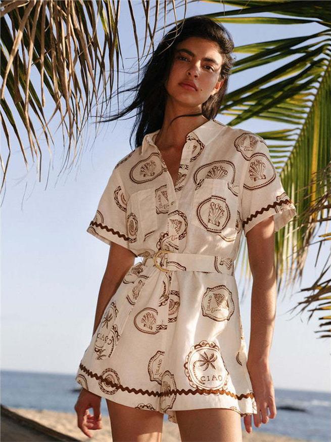 Linen Dress Wrap - Vestido Midi Feminino Elegante com Estampa