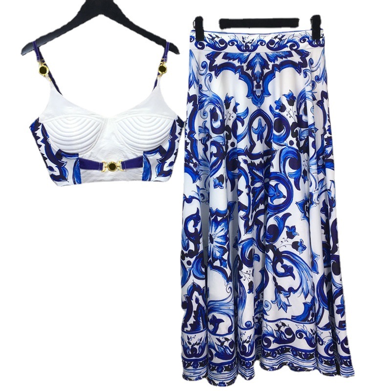 Romper Floral Print - Conjunto de 2 peças de porcelana