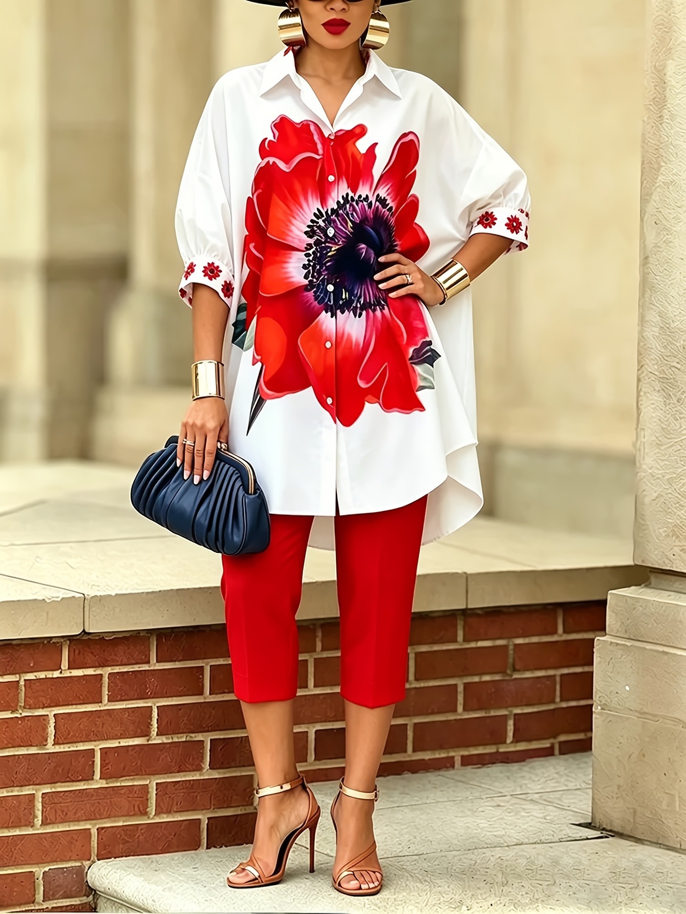 Conjunto Vintage Feminino com  - Romper Floral Print avaliação e preço